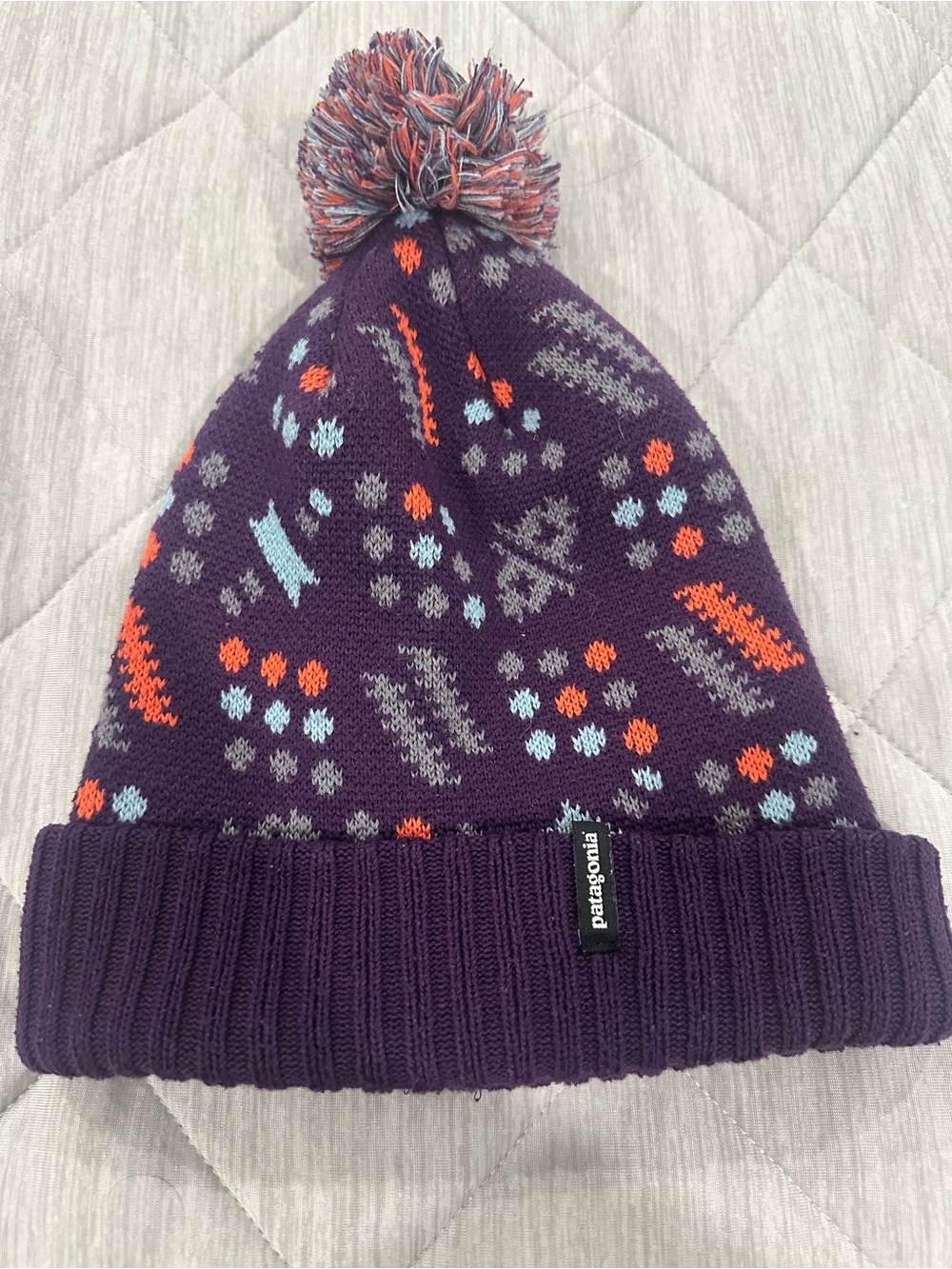 Patagonia Hat Winter Pom Beanie Purple One Size Warm Excellent Condition Quality
